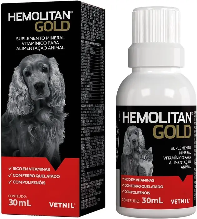 Hemolitan Gold — suplemento para cães e gatos · 30 ml