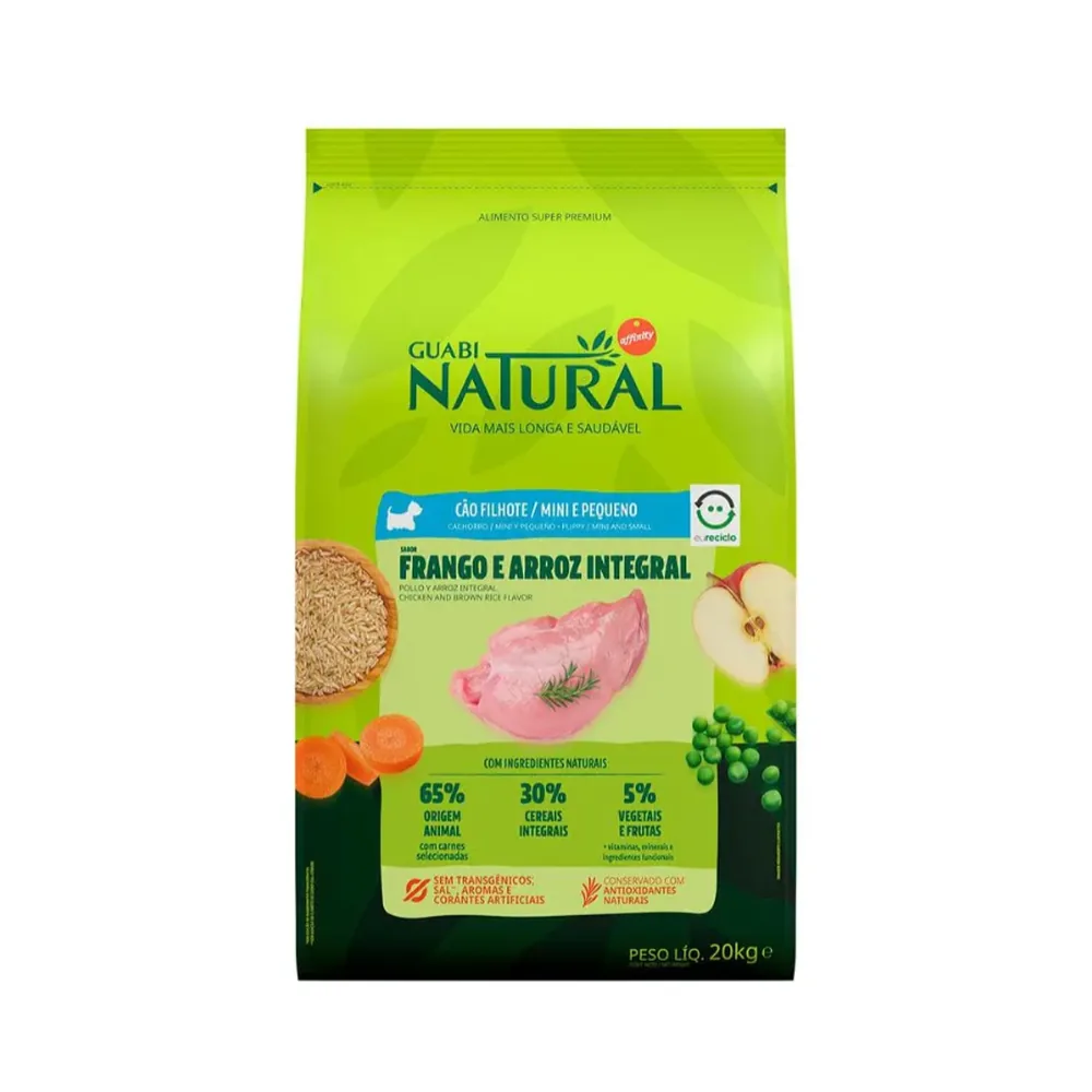 Ração Guabi Natural — cães filhotes de raças mini e pequenas, frango e arroz integral