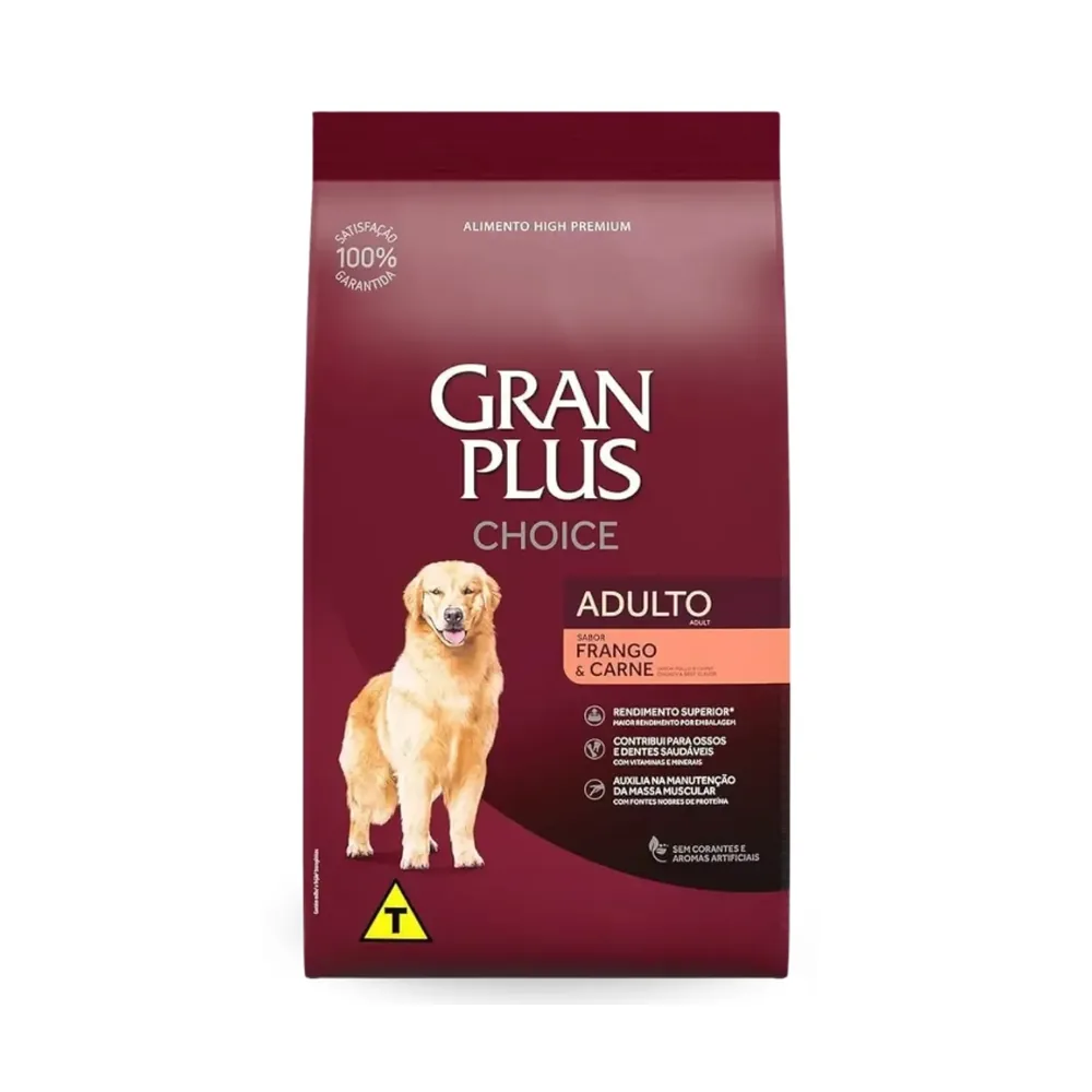 Ração Gran Plus Choice — cães adultos, frango e carne