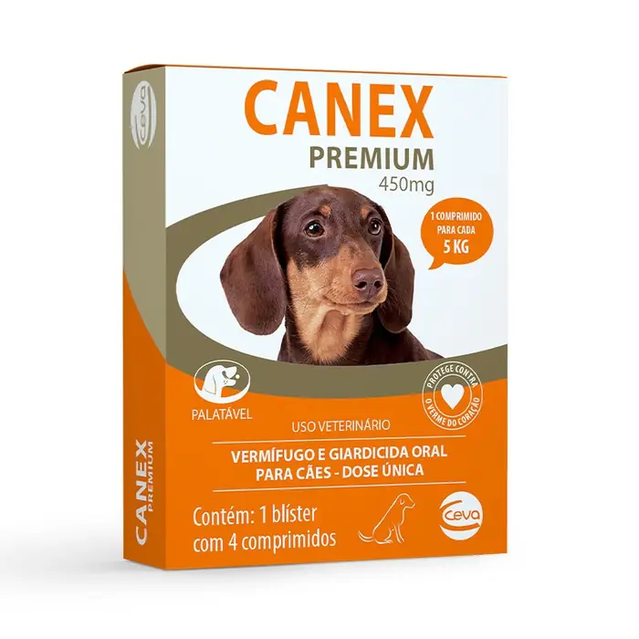 Canex Premium 450 mg — vermífugo para cães até 5 kg